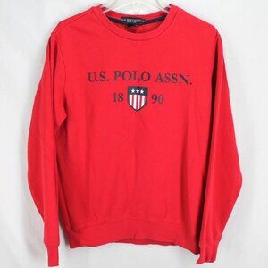 US Polo Assn Crewneck Graphic Sweatshirt Mens Size M Red Long Sleeve Pullover